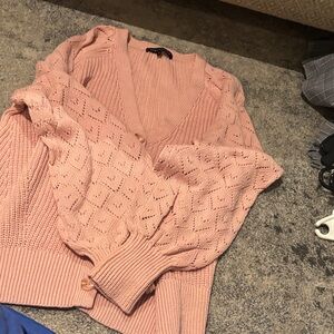Gibson Pink Diamond Knit Cardigan